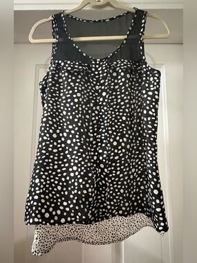 Express Black and White Polka Dot Sleeveless Blouse Size Small